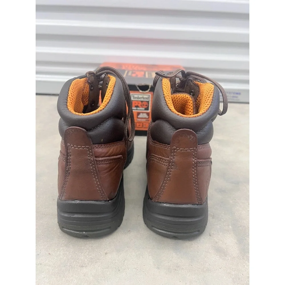 Timberland Pro Titan Work Boots Men US 8.5 Dark Brown Leather Lace Up Waterproof